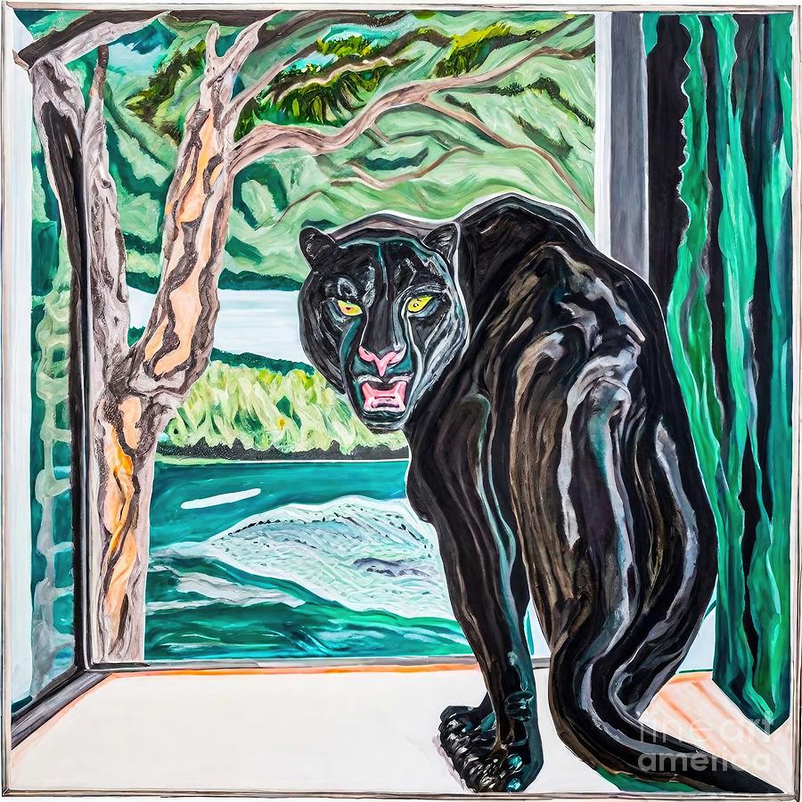 Nature Painting - Painting Window Black Panther art beautiful  imag by N Akkash