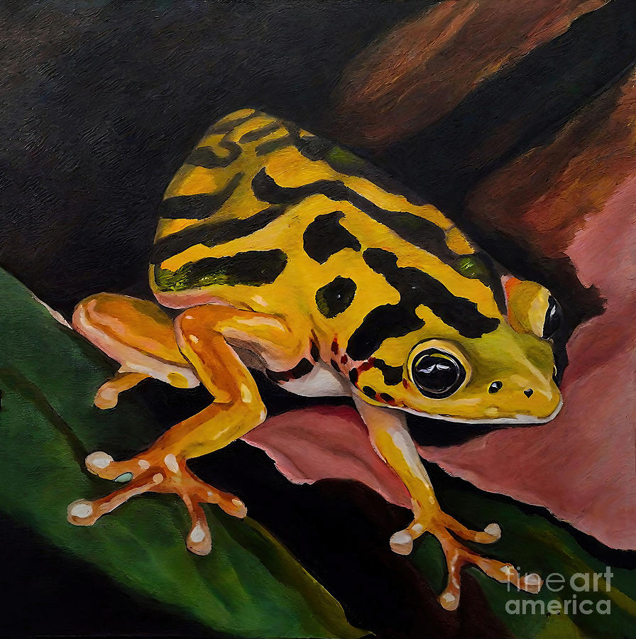 Nature Painting - Painting Yellow Tree Frog Animal Art animal natur by N Akkash