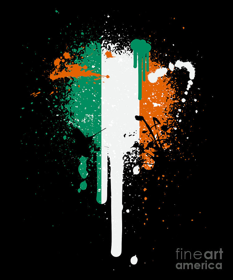 Paintsplash Irish Flag Shirt Ireland Flag Digital Art by Martin Hicks