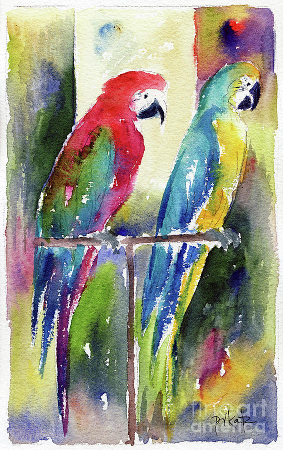 Pair O Parrots Painting by Pat Katz