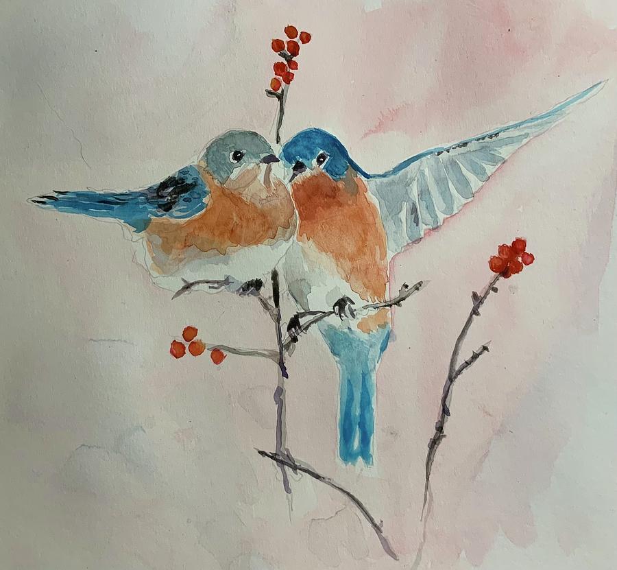 Pair of Birds Painting by Eileen Backman