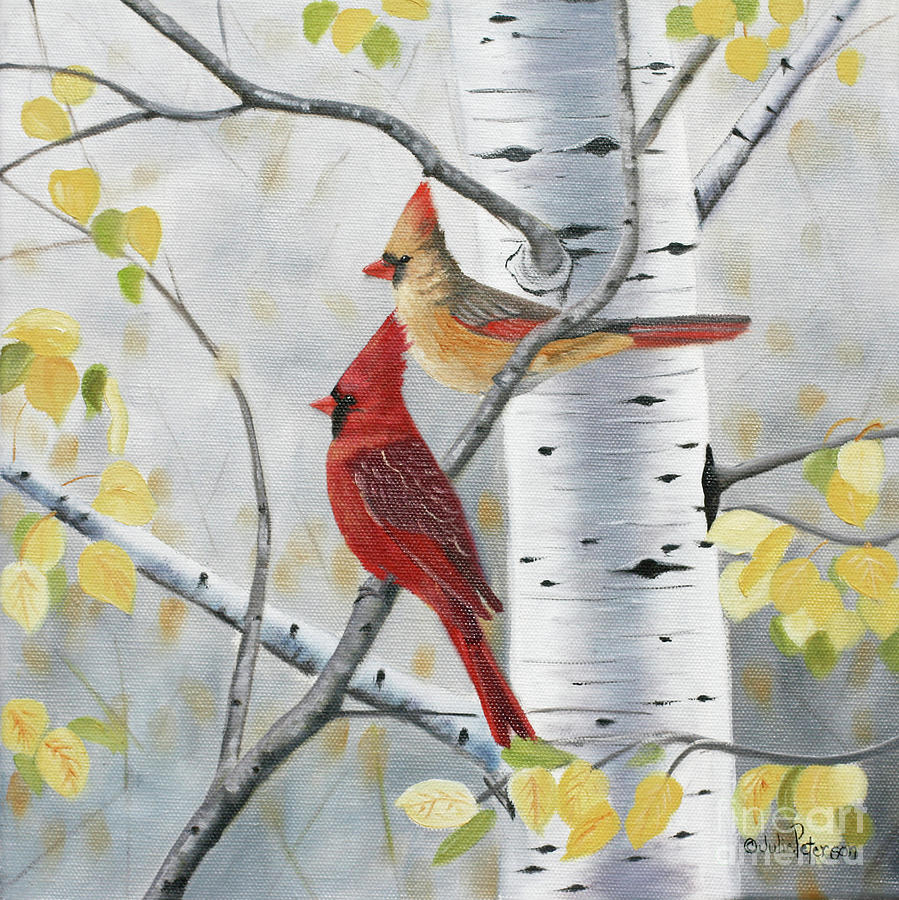 Pair of Cardinals Painting by Julie Peterson