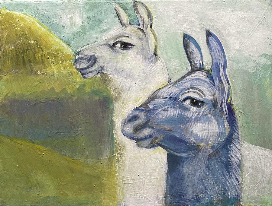 Alpaca and Llama, Andes, Ecuador Painting by Suzanne Giuriati Cerny