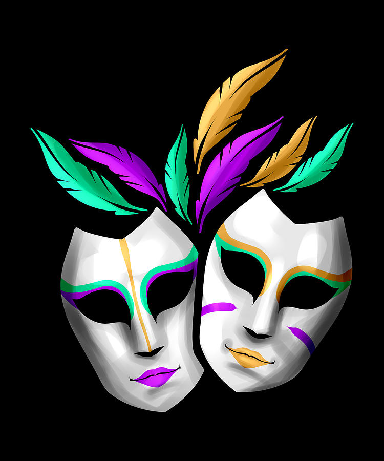 Pair Of White Masks With Feathers For Mardi Gras Digital Art by Jan Bleke Pixels
