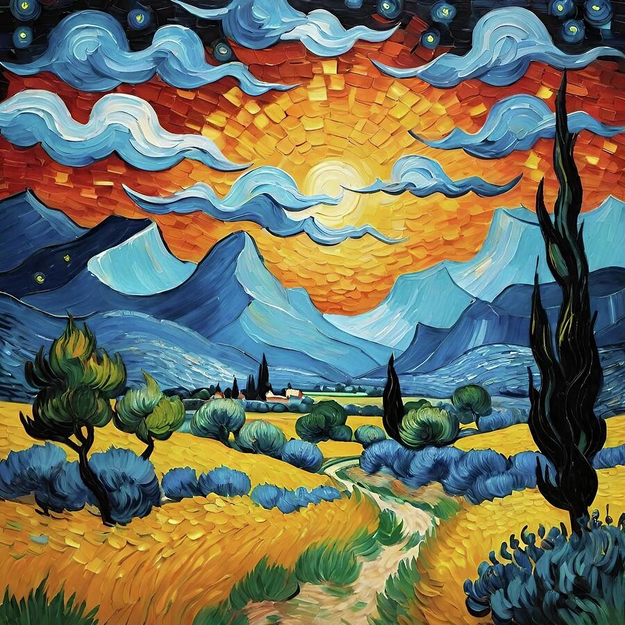 Paisaje inspirado en Van Gogh Digital Art by Galeria Trompiz - Fine Art ...