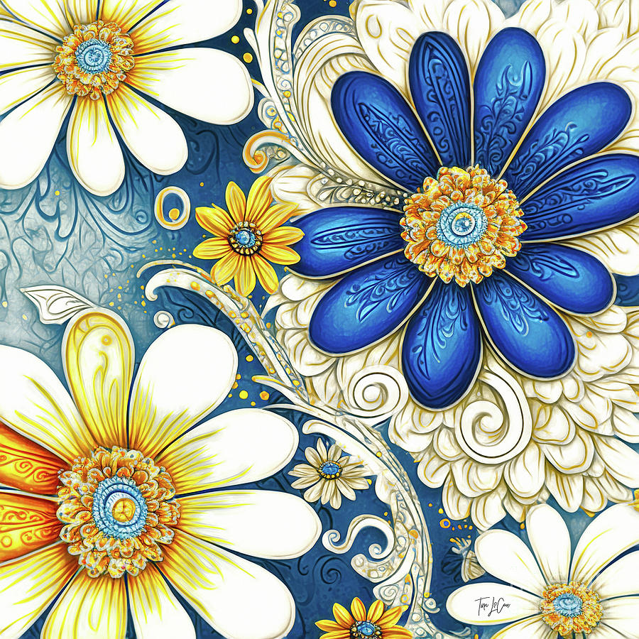 Nature Painting - Paisley Daisies by Tina LeCour