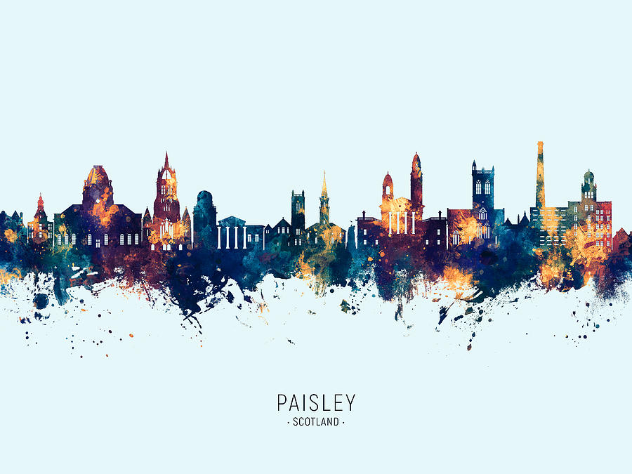 Paisley Scotland Skyline #00 Digital Art by Michael Tompsett