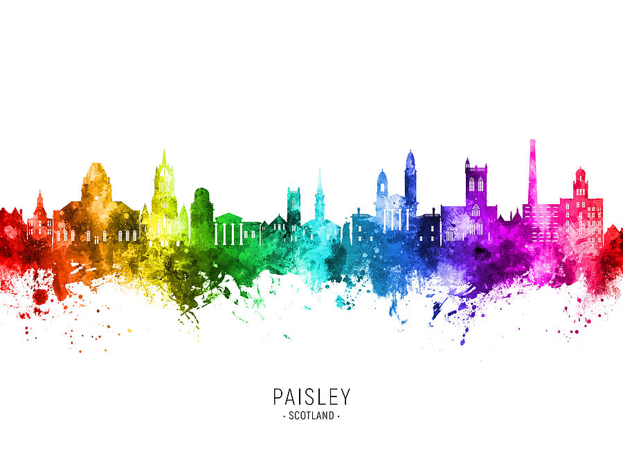 Paisley Scotland Skyline #01 Digital Art by Michael Tompsett