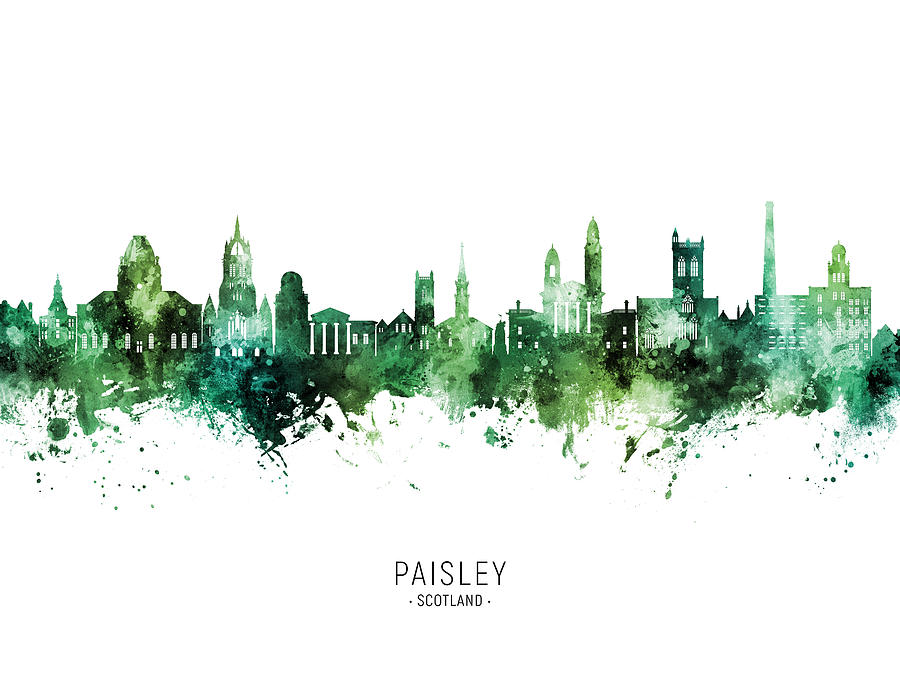 Paisley Scotland Skyline #04 Digital Art by Michael Tompsett