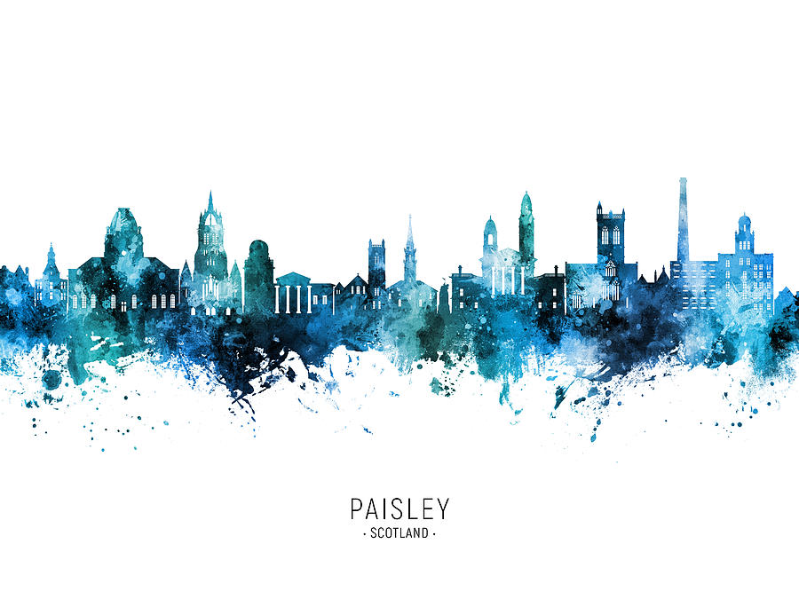 Paisley Scotland Skyline #06 Digital Art by Michael Tompsett