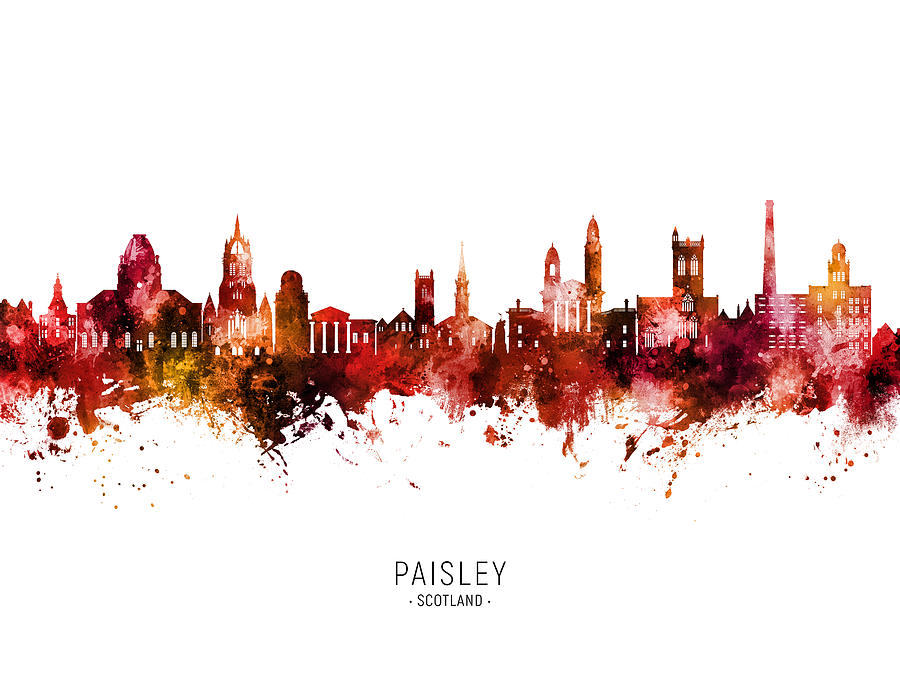 Paisley Scotland Skyline #07 Digital Art by Michael Tompsett