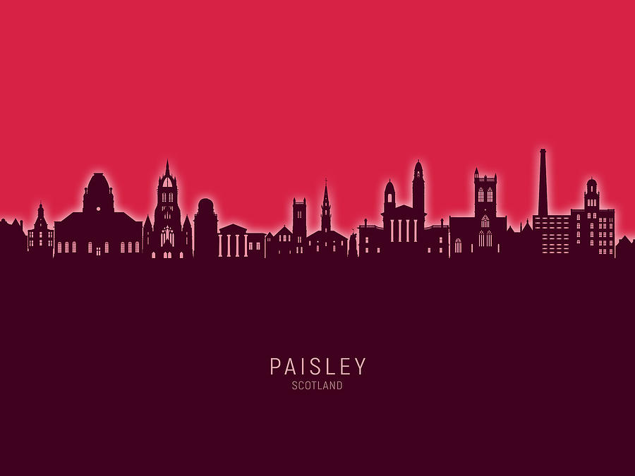 Paisley Scotland Skyline #16 Digital Art by Michael Tompsett