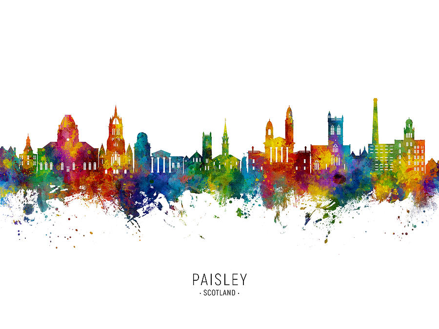 Paisley Scotland Skyline #97 Digital Art by Michael Tompsett
