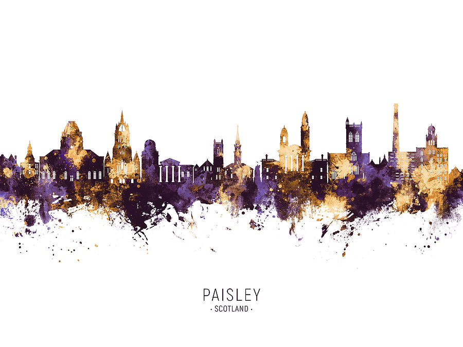 Paisley Scotland Skyline #99 Digital Art by Michael Tompsett
