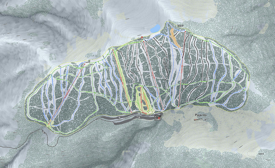 Pajarito Ski Resort Map Digital Art by Powder Addicts