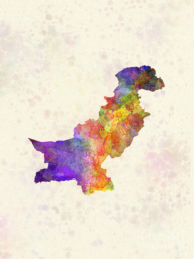 Pakistan watercolor map Painting by Pablo Romero