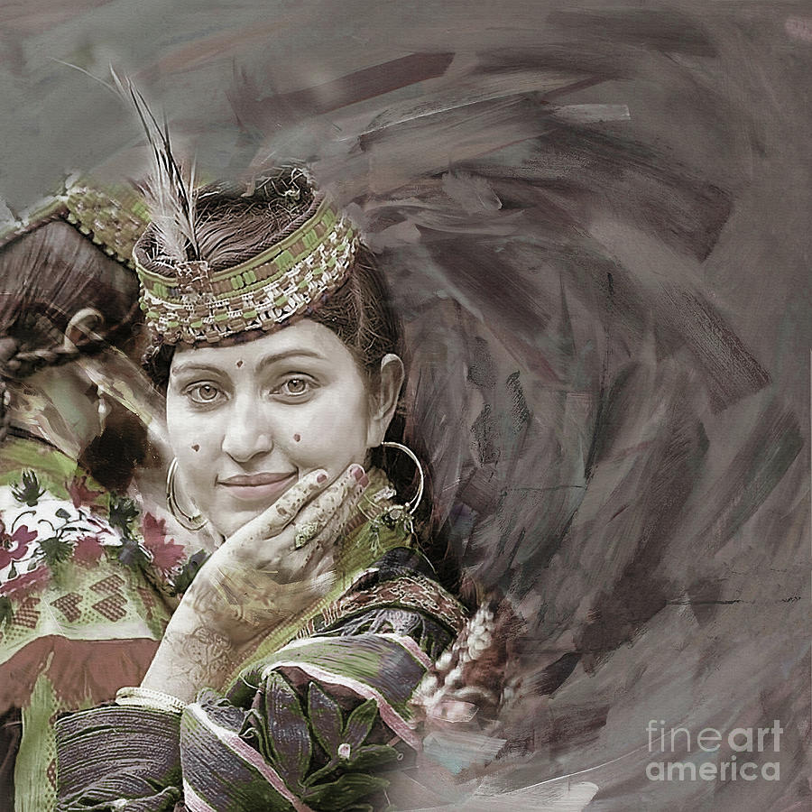 Pakistani Cultural Kalash Girls  Painting by Gull G