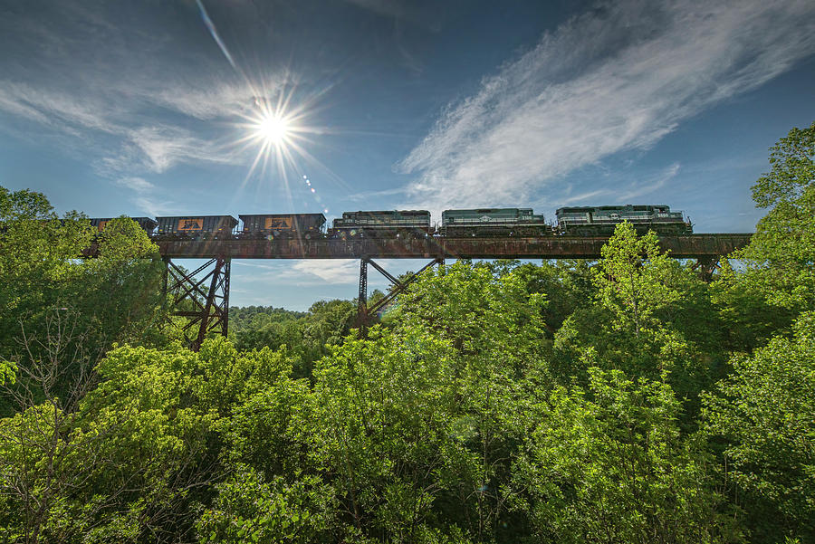 PAL Scottys Rock train at Big Clifty Trestle Photograph by Jim Pearson