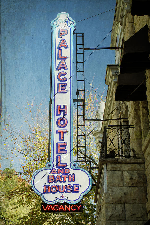 Palace Hotel And Bath House Sign Eureka Springs Arkansas Photograph by Ann Powell
