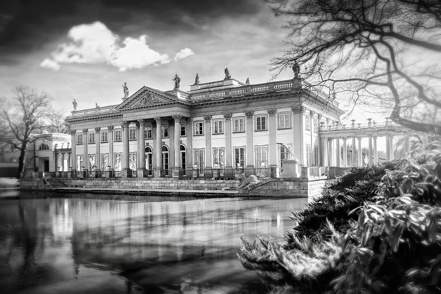 Palace on The Water Warsaw Poland Black and White  Photograph by Carol Japp