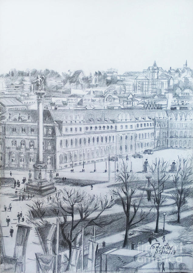 Palace Square Stuttgart Drawing by Mohammad Hayssam Kattaa Pixels