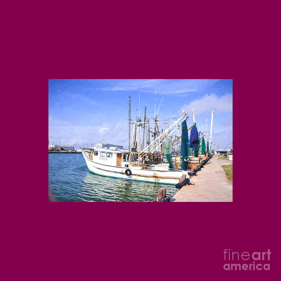 Palacios Texas Shrimp Boat Lineup Drawing by Mary S Roberts Fine Art