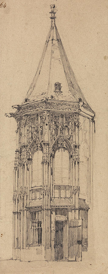 Palais de Justice, Rouen Drawing by Richard Parkes Bonington
