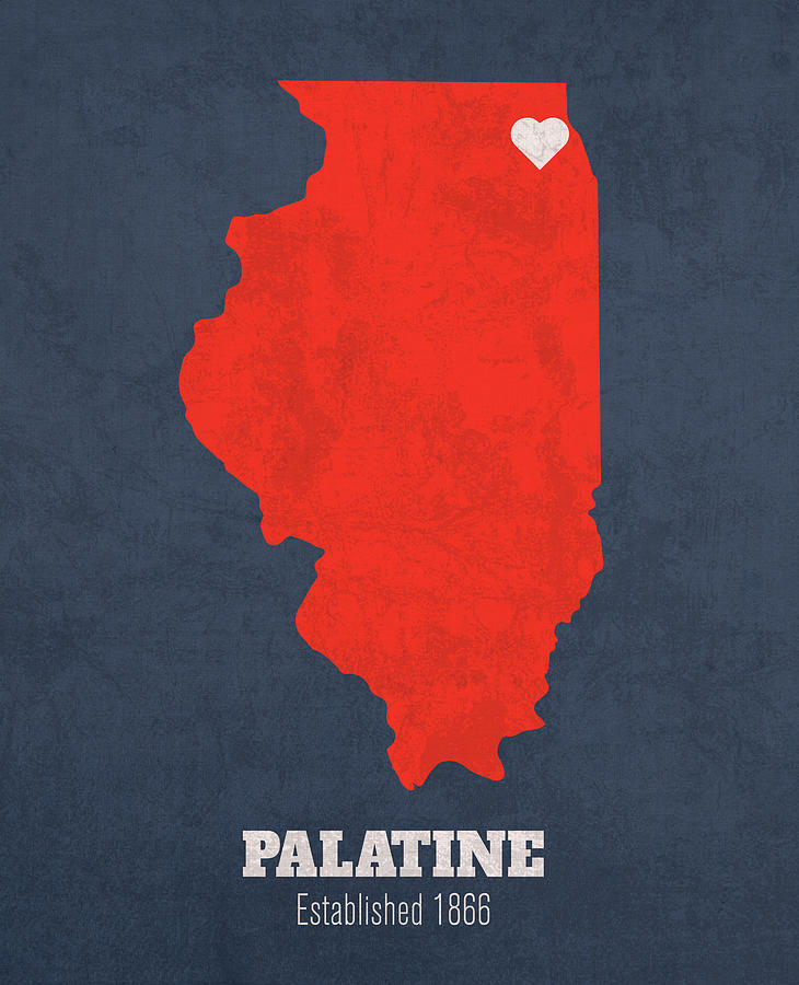 Palatine Illinois City Map Founded 1866 University of Illinois Color ...