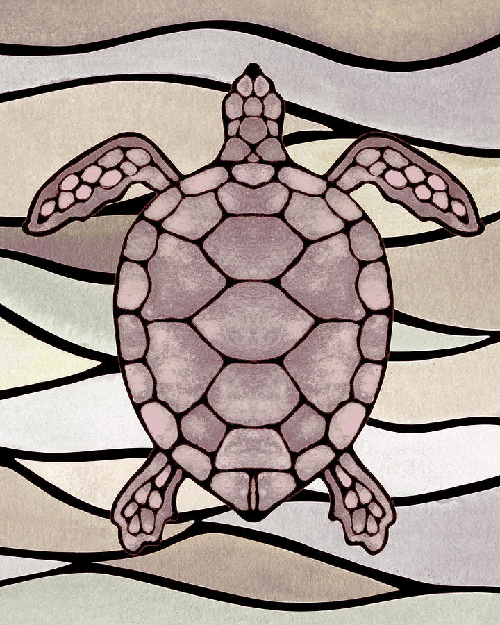 Pale Beige Watercolor Turtle  Painting by Irina Sztukowski