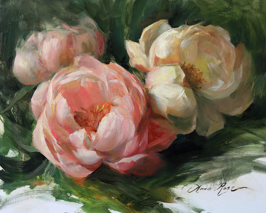 Mothers Day Painting - Pale Peonies by Anna Rose Bain