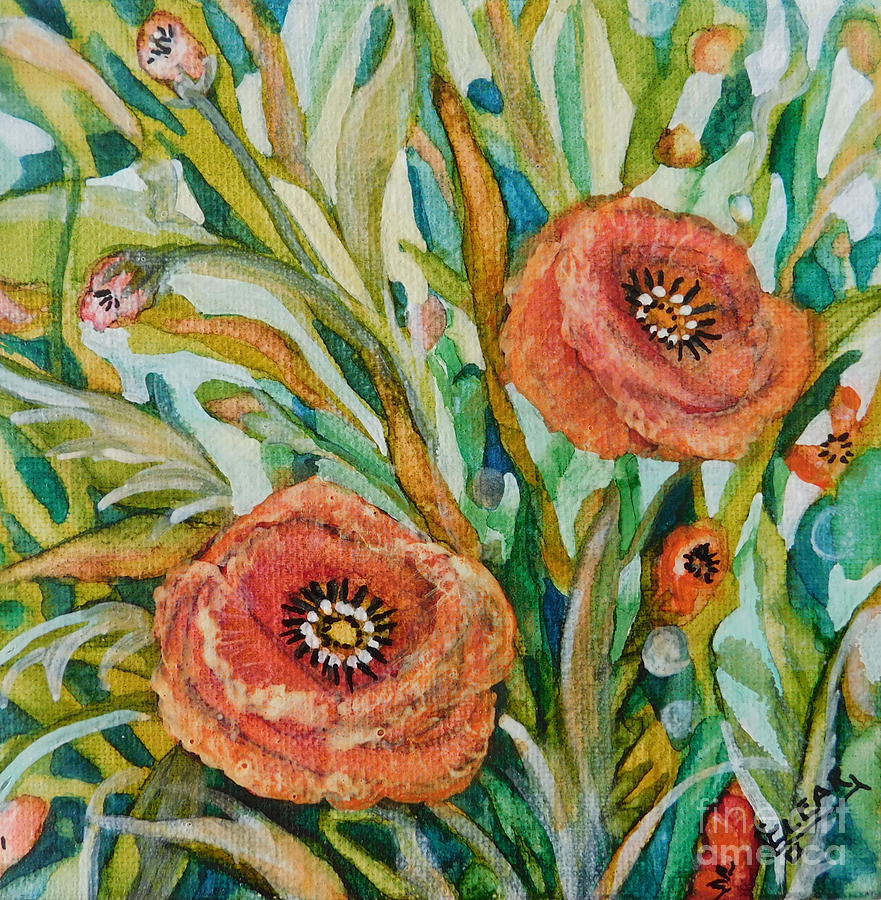 Pale Poppies Painting by Joan Clear