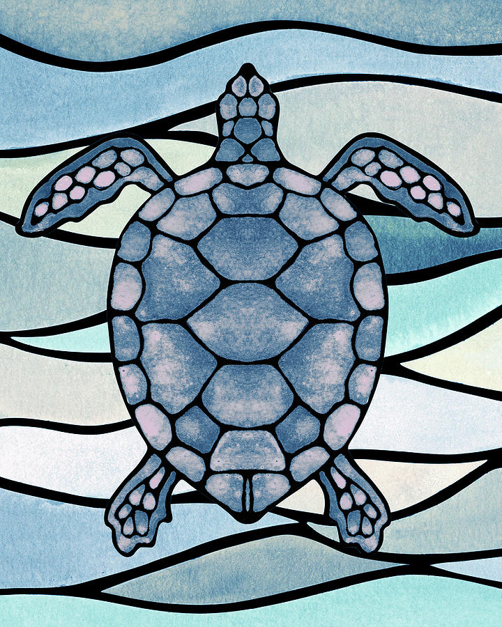 Pale Teal Blue Turquoise Watercolor Turtle Painting by Irina Sztukowski Pale Teal Blue Turquoise Watercolor Turtle Painting by Irina Sztukowski