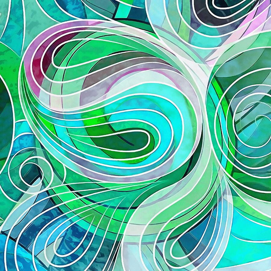 Pale Turquoise and Aqua Doodle With White Lines Digital Art by Taiche ...