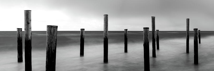 Palendorp Petten Beach Netherlands Black and white Photograph by Sonny Ryse