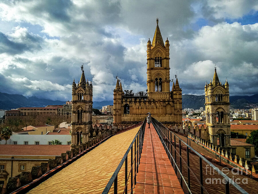 Landscape Photograph - Palermo Cathedral under dramatic clouds at sunr by Lukasz Czajkowski Landscape Photograph - Palermo Cathedral under dramatic clouds at sunr by Lukasz Czajkowski