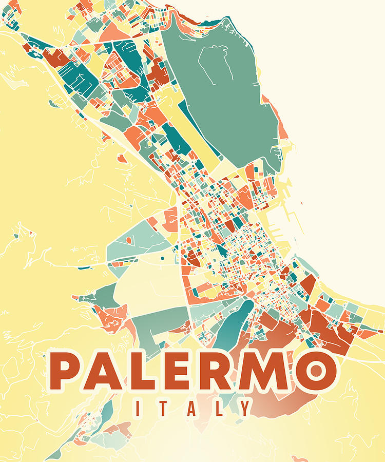 Palermo Italy Map Digital Art by Alexandru Chirila - Fine Art America