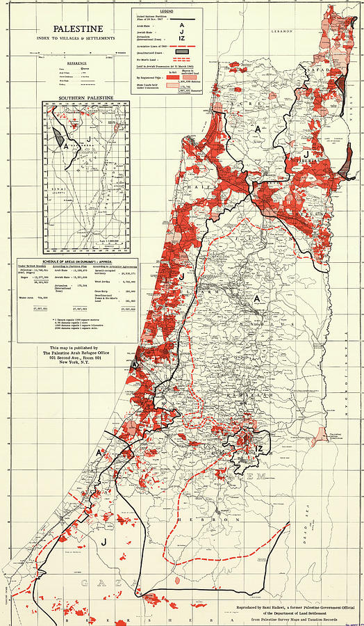 Map Drawing - Palestine 1949 Villages and Settlements by Vintage Maps