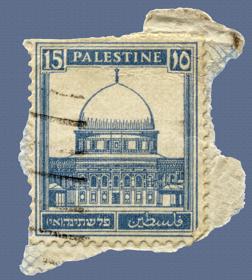 Palestine Postage Stamp on Blue Background Photograph by Phil Cardamone