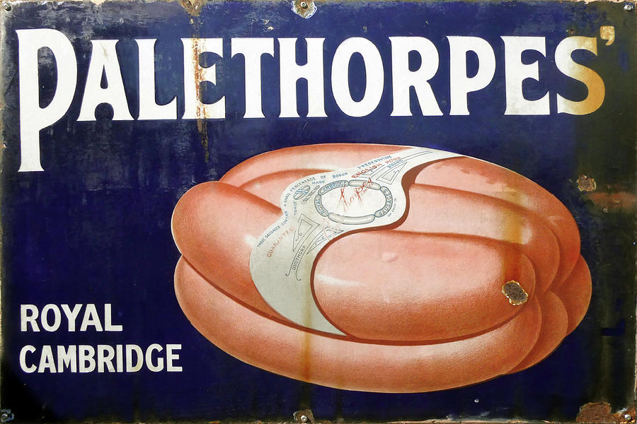 Palethorpes Sausages, Vintage Enamel Sign. Mixed Media