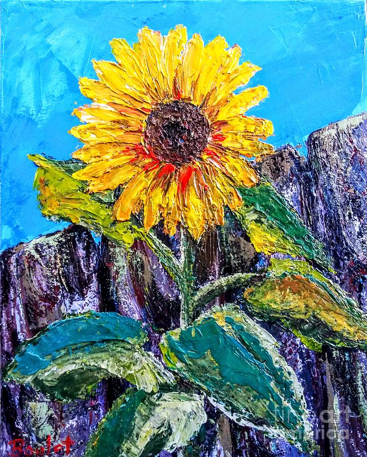 Palette Knife Sunflower Painting by Beverly Boulet