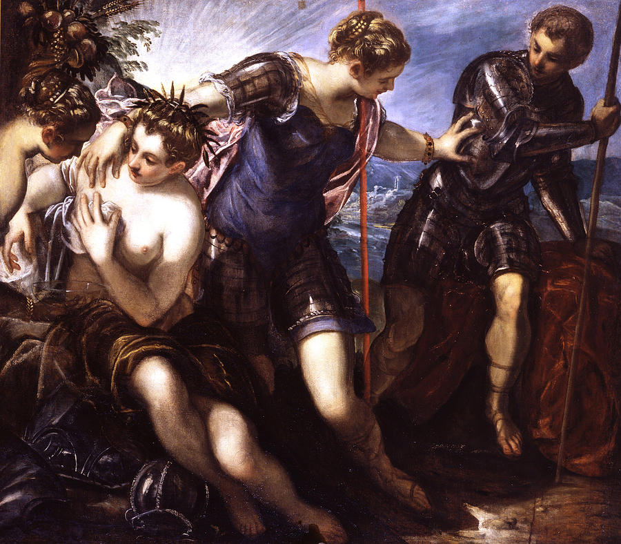 Tintoretto Painting - Pallas Athena drives away Mars  by Tintoretto  Domenico Tintoretto