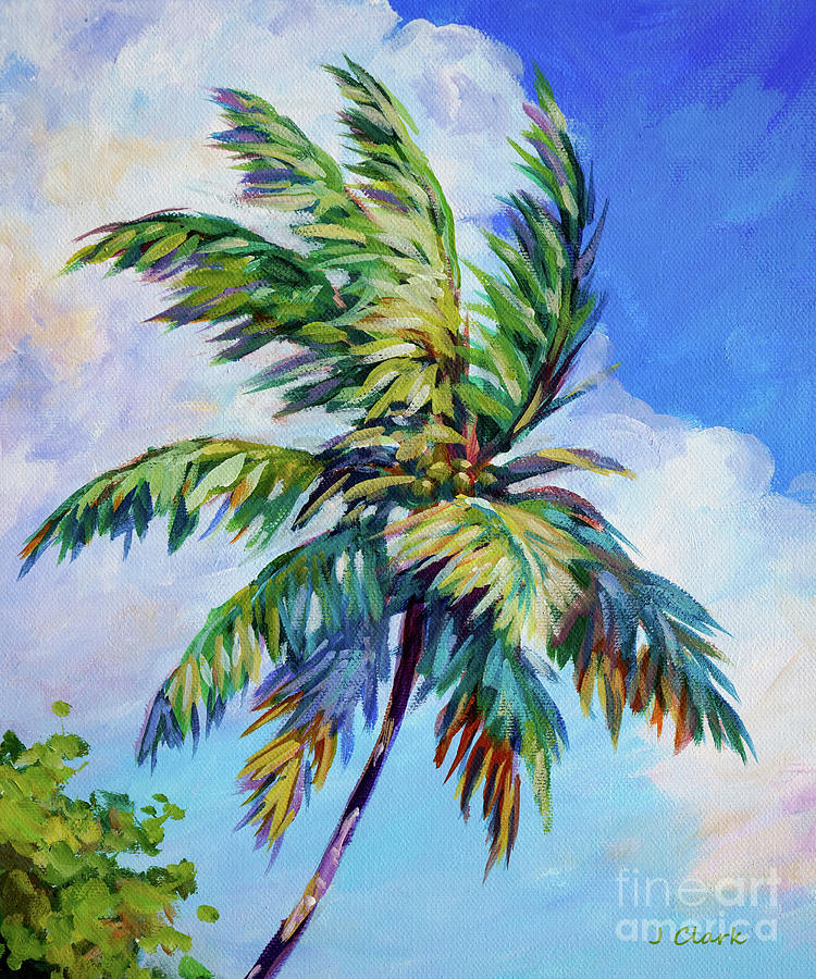 Palm Against A Cloud Painting
