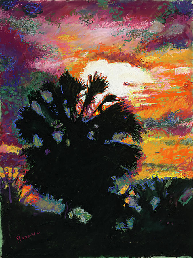 Palm and Supermoon Painting by David Randall