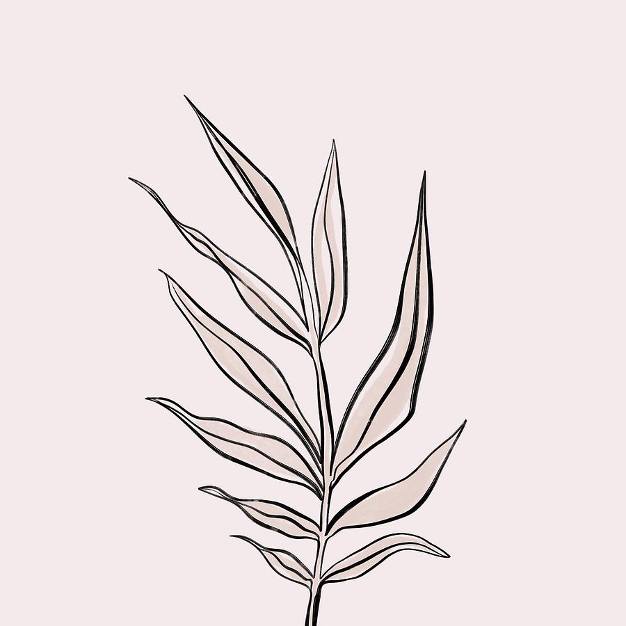 Palm Frond in Beige - Minimal Abstract Leaf Study 3 Digital Art by Studio Grafiikka