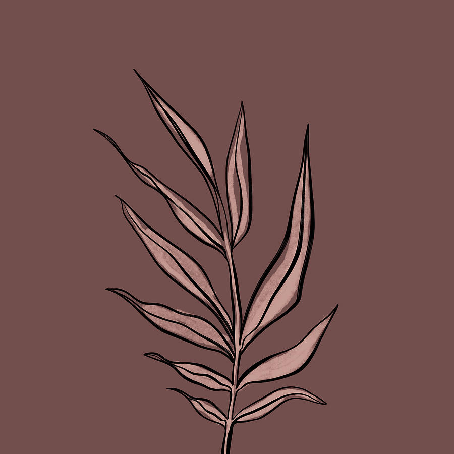 Abstract Digital Art - Palm Frond in Beige - Minimal Abstract Leaf Study 4 by Studio Grafiikka