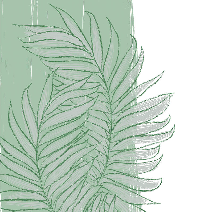 Palm Fronds in Pale Green - Abstract Tropical Painting Digital Art by Studio Grafiikka