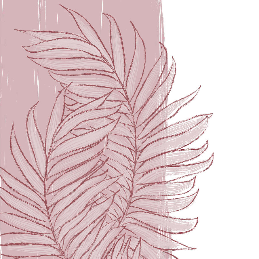 Palm Fronds in Pale Pink - Abstract Tropical Painting Digital Art by Studio Grafiikka