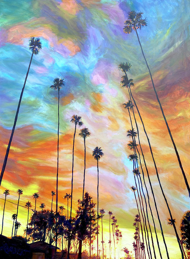 Palm Glory Painting by Bonnie Lambert