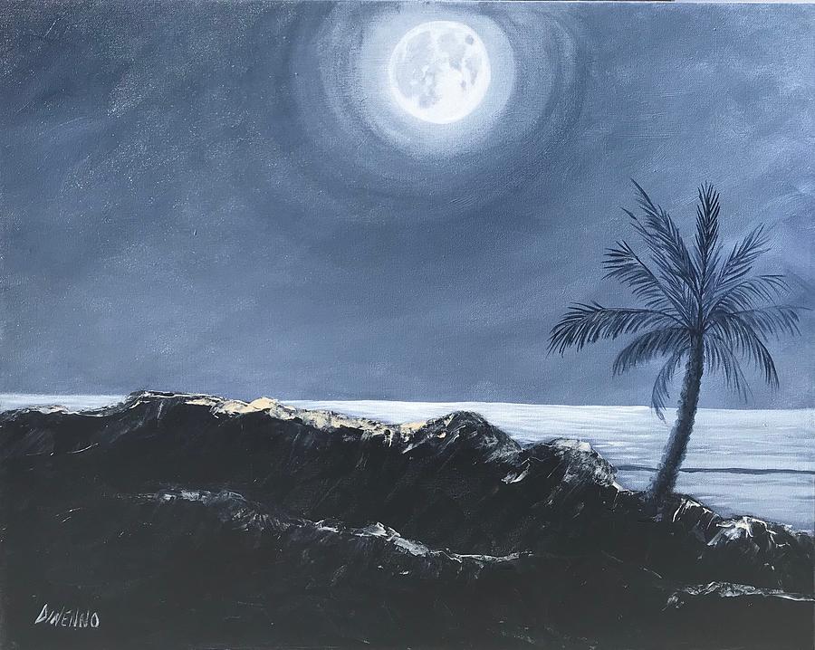 Palm in the Moonlight Painting by Sue Dinenno