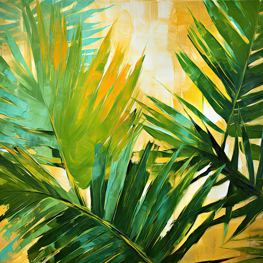 Palm Leaves Art - Tropical Vibe Art Digital Art by Lourry Legarde